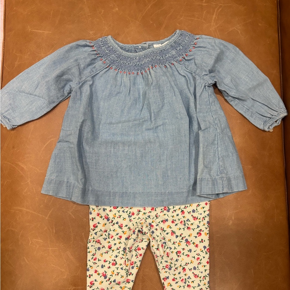 Raulph Lauren 3 months  Smocked Top with Floral Leggings